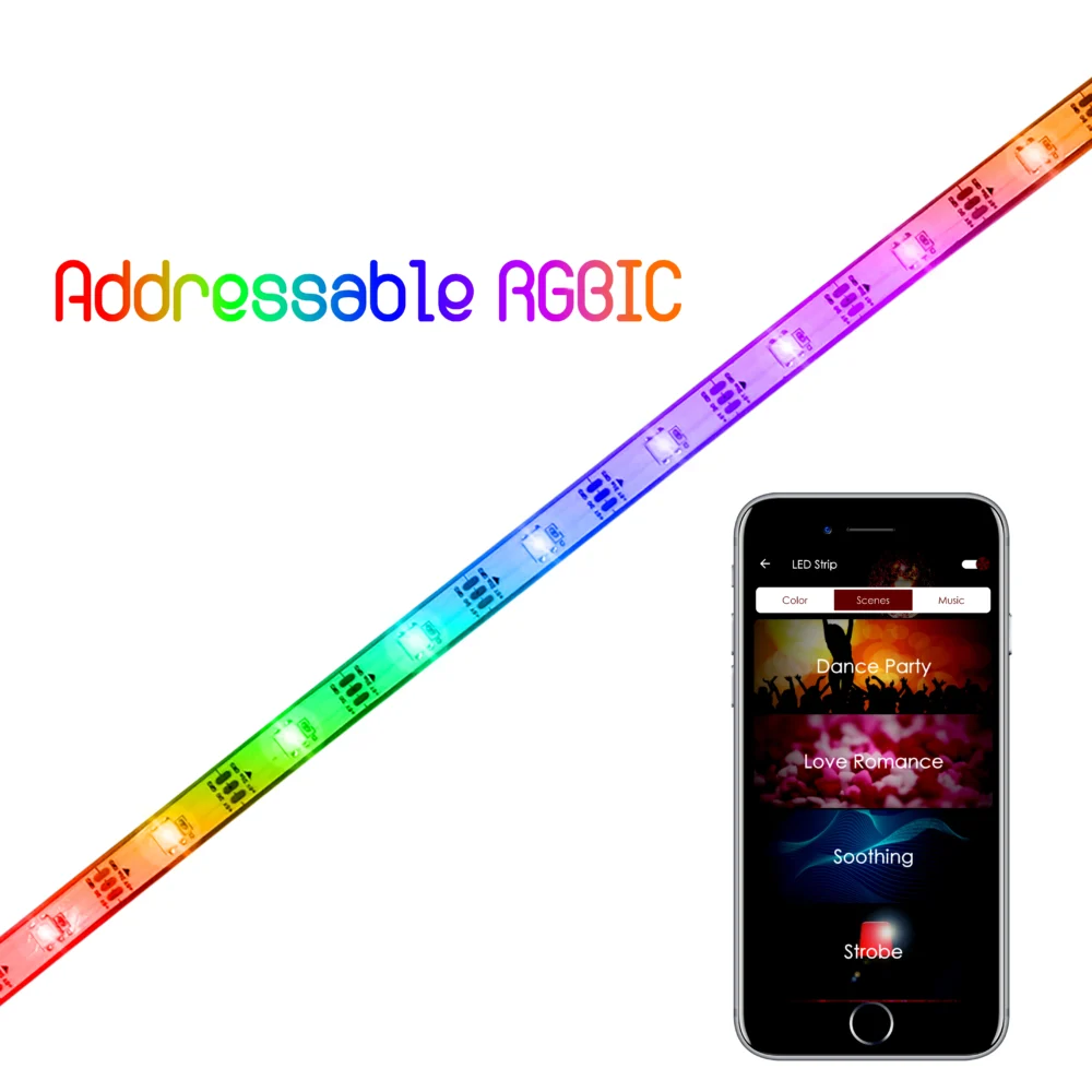 RGBIC addressable LED strip light