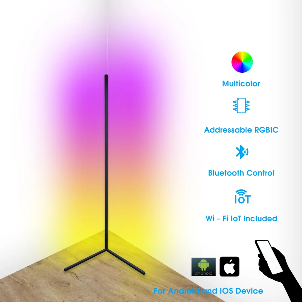 Vertical RGB corner floor lamp