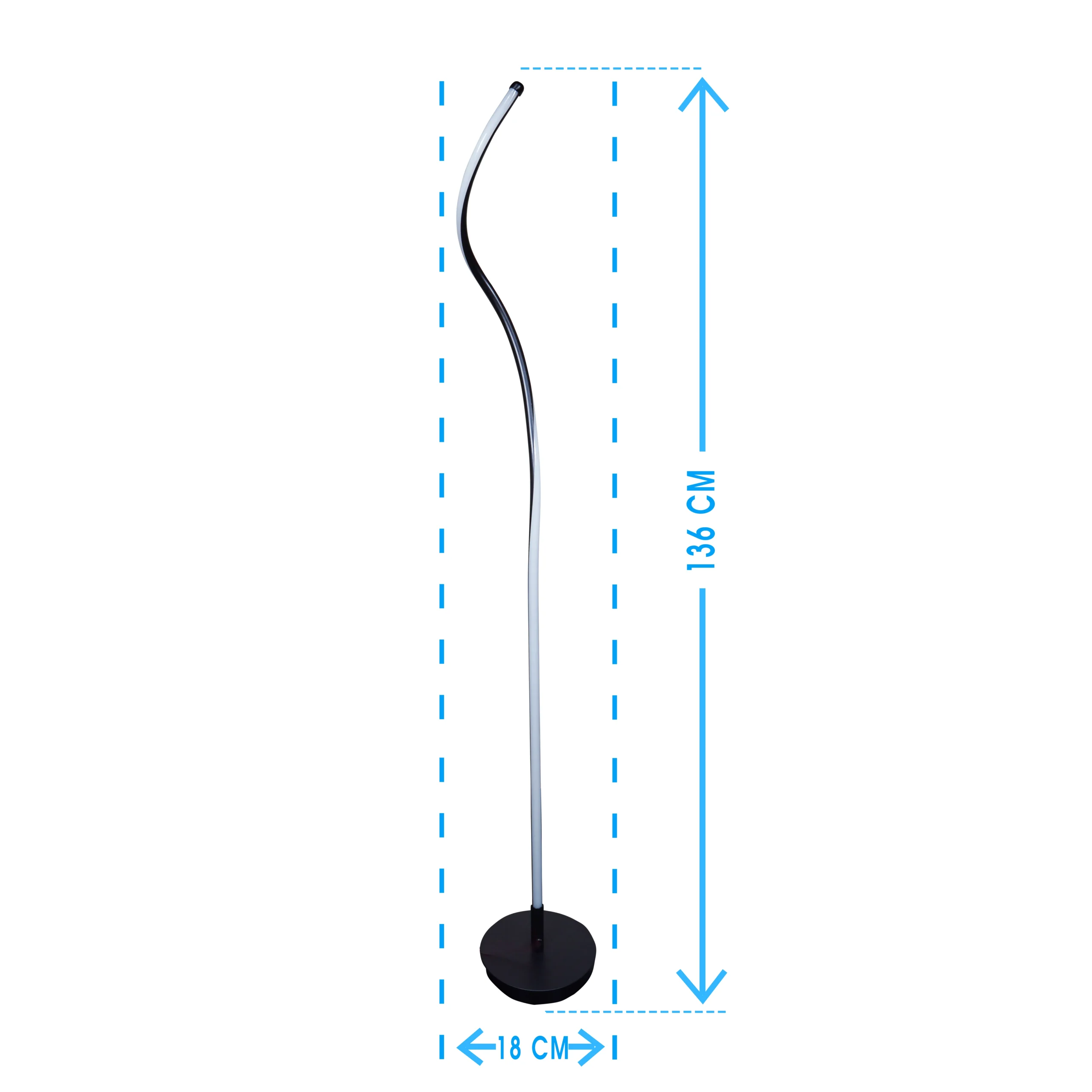 Light stand width is 18 CM and height is 136 CM