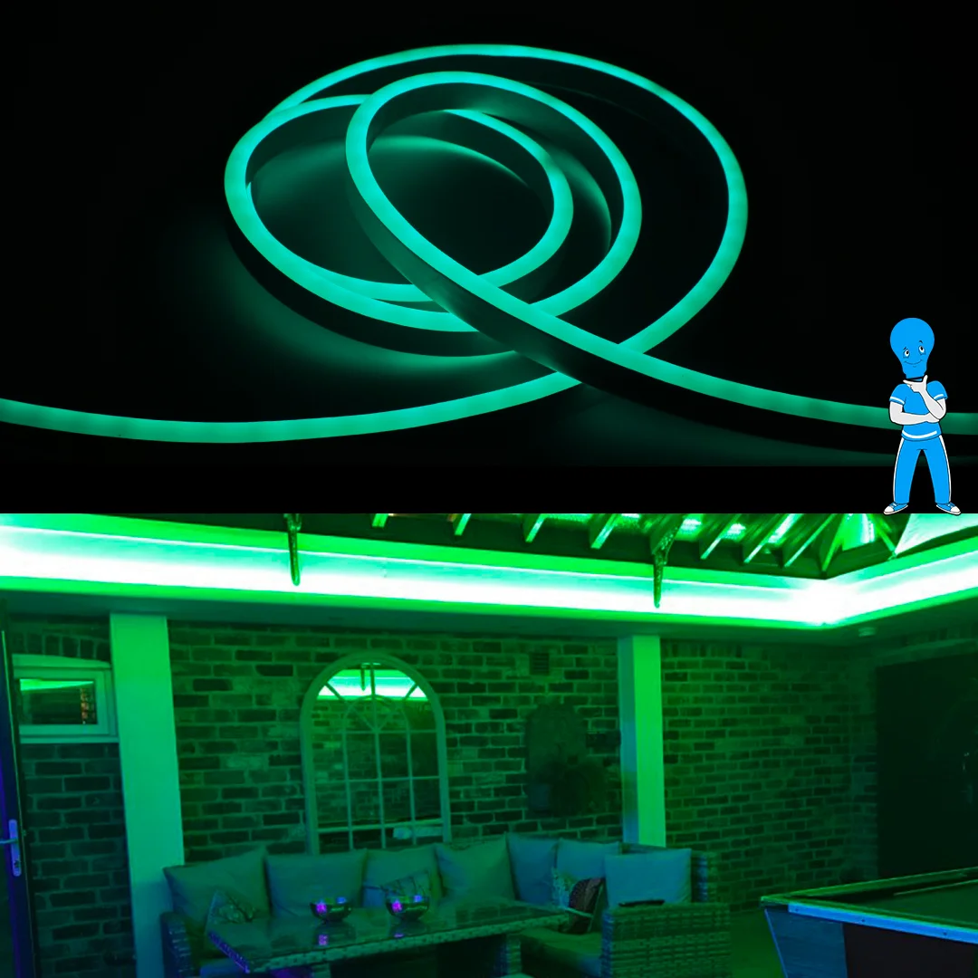 Neon strip light up in green color 