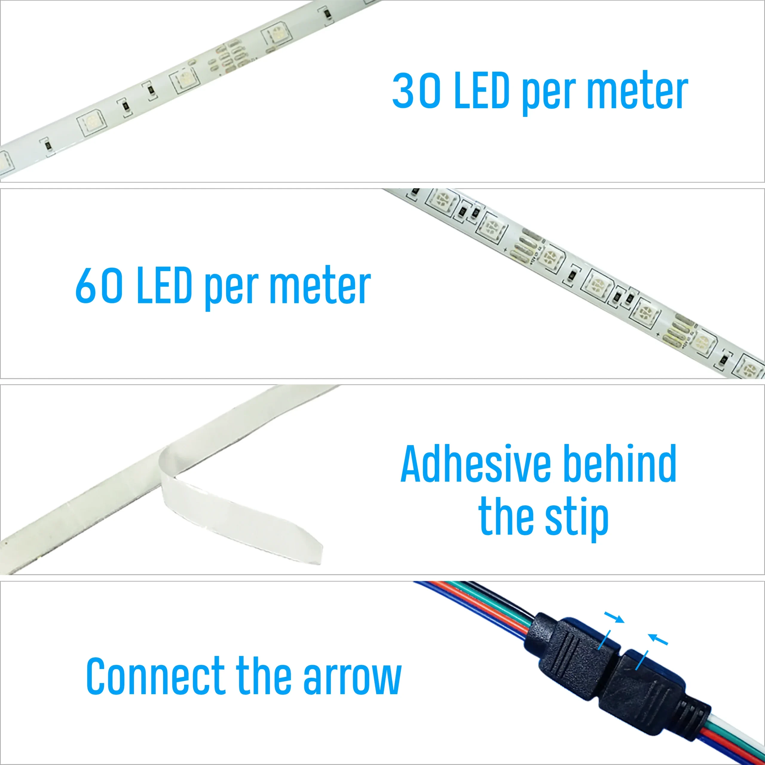 Front and back side image of strip light