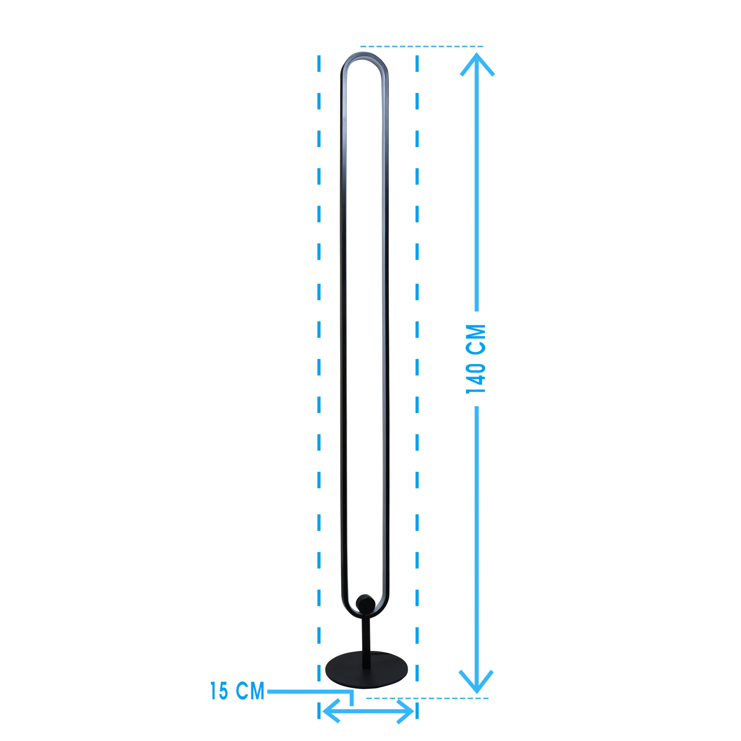 Light stand width is 15 CM, height is 140 CM